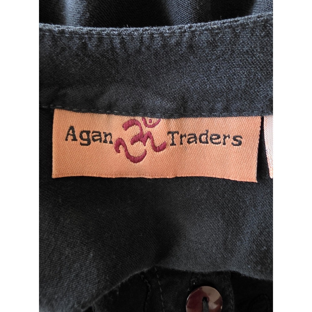 Embroidered Black Tunic Button-Front Top - Picture 3 of 5